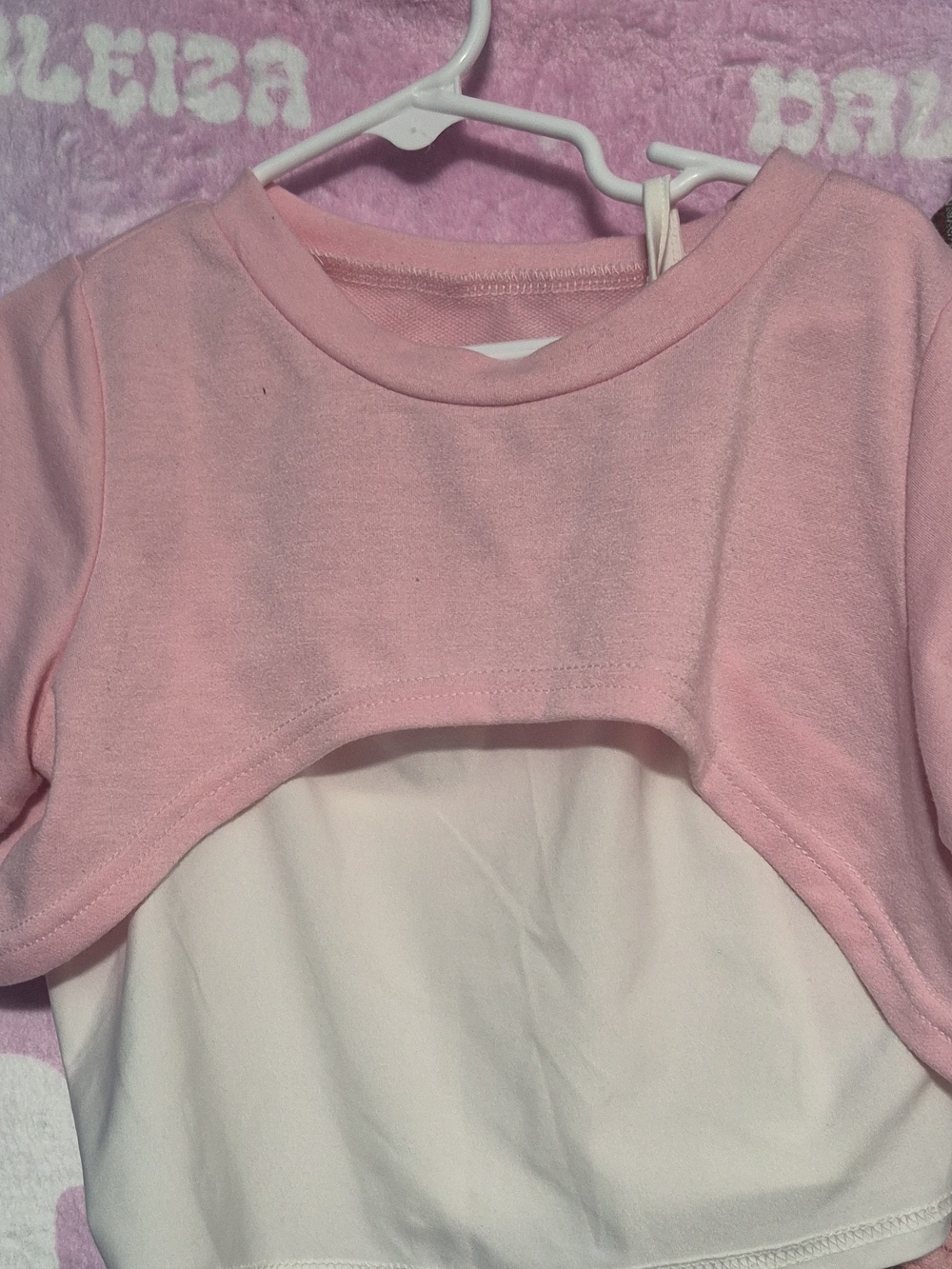 Girls' Two-Tone Pink & White Layered Top - Kids Shirt